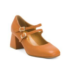 OROSCURO Brown Made In Italy Leather Heeled Ballerina Shoes